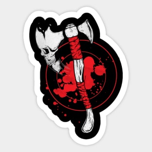 Skull Throwing Axe Sticker